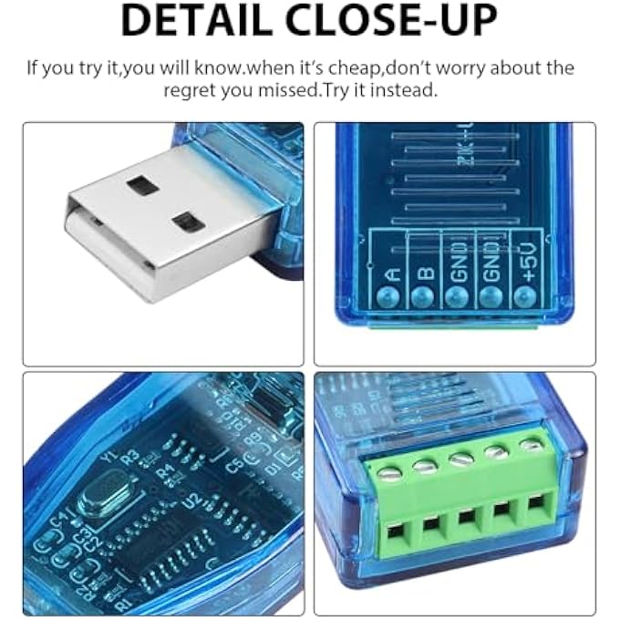 rayihni USB TO RS485 CONVERTER, USB 2.0 TO RS-485 SERIAL PORT ADAPTER WITH CH340 CHIP FOR WINDOWS 11/10/8/7/XP, MAC OS – INDUSTRIAL GRADE RS485/RS232 CONVERTER - Image 3