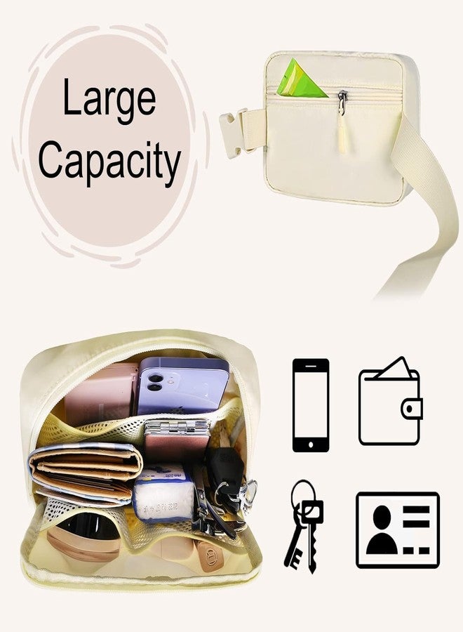 STARFLYER Fanny Packs for Women Men - Unisex Mini Belt Bag with Adjustable Strap for Running, Travel and Hiking, White, Storage Bag. (Beige) - Image 4