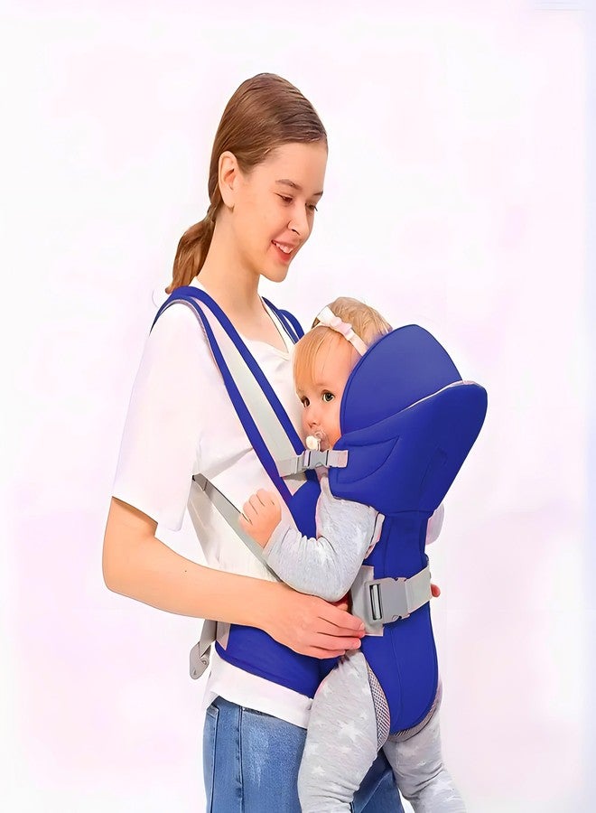 ZETO Front Carry Facing Carrier Bag, Adjustable Hands-Free 4-in-1 Baby/Sling Carrier Bag, Child Safety Strip, and Baby Back Carrier Bag (RED) (Blue) - Image 1