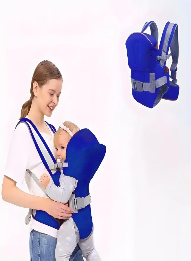 ZETO Front Carry Facing Carrier Bag, Adjustable Hands-Free 4-in-1 Baby/Sling Carrier Bag, Child Safety Strip, and Baby Back Carrier Bag (RED) (Blue) - Image 2
