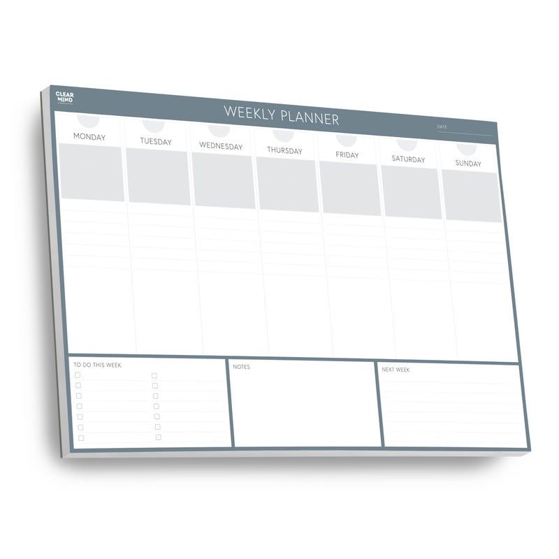 Clear Mind Concepts Weekly Desk Planner - Large 11.3â€ x 16.5â€ Tear-Off Pad, 52 Undated Sheets, Thick 120gsm No-Bleed Paper - To-Do List, Notes & Weekly Schedule Organizer - Image 1