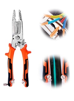 Generic 9in1 Wire Stripper Pliers Tool with Tail Cutter 8" Multi-Functional Wire Stripping Crimping Tool for Copper Aluminum Cable Work Tackle Thick Cables with Ease Versatile for Electrician and  Lineman  - Image 1