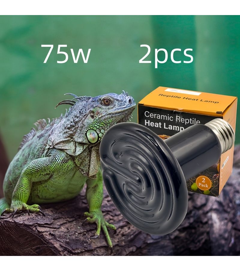 2 Pack 75W Reptile Heating Lamps Ceramic Heaters for Amphibian Pet Tanks Suitable for Lizards Bearded Dragons Turtles Snakes and Hatching Chicks - Image 2