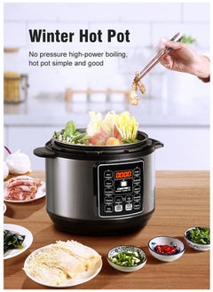 SILVER CREST 10 In 1 Electric Pressure Cooker Instant Programmable Smart Pot 1050 Watts Rice Cooker, 6 Liters, 10 Smart Programs Black MES6817  - Image 3