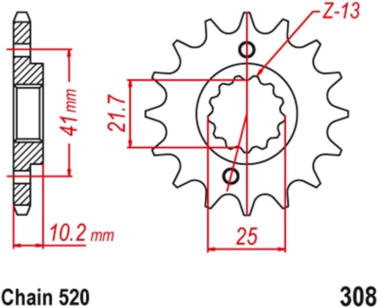 QASULER 520 Motorcycle Front Sprocket 14T - Image 2