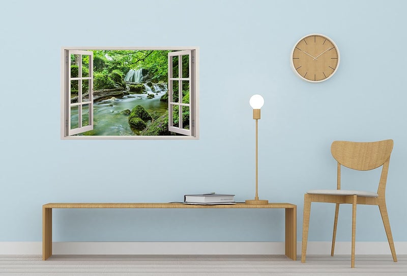 Paper Plane Design Paper Plane Design 3D Vinyl Wall Decal Sticker Wide Ocean Beach Sea View Window Framed Wall Poster for Home Dcor Wallstick_ajt0080_90x60CM - Image 2