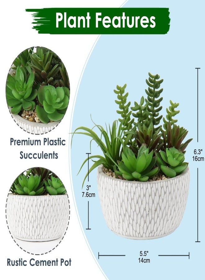 Briful Small Fake Plants Assorted Faux Succulents in Pots Realistic Succulents Plants Artificial with Cement Pots for Home Table Office Desk Bathroom Shelf Living Room Decor - Image 2
