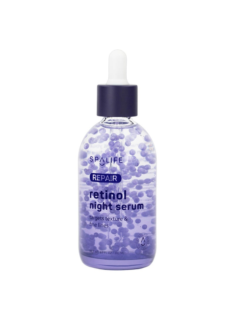 SpaLife - Spa Life Face Serum: REPAIR Retinol Night Serum 100 ml (3.7 oz) Smoothing, Resurfacing, Gently Exfoliating - Targets Fine Lines, Texture, Dark Spots - Boosts Cellular Turnover & Clearer Skin - Image 1