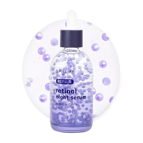 SpaLife Spa Life Face Serum: REPAIR Retinol Night Serum 100 ml (3.7 oz) Smoothing, Resurfacing, Gently Exfoliating - Targets Fine Lines, Texture, Dark Spots - Boosts Cellular Turnover & Clearer Skin - Image 1