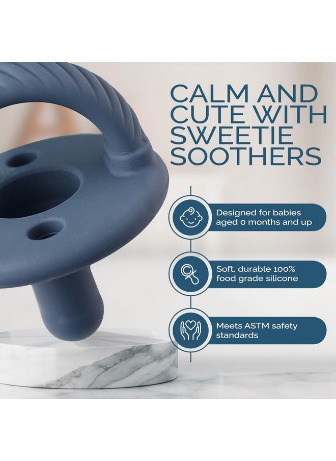 Itzy Ritzy Itzy Ritzy Silicone Pacifiers for Newborn - Sweetie Soother Pacifiers Feature Collapsible Handle & Two Air Holes for Added Safety; For Ages Newborn and Up, Set of 2 in Nautical Navy  - Image 3