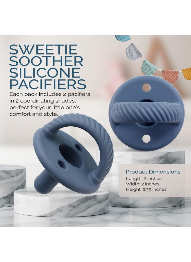 Itzy Ritzy Itzy Ritzy Silicone Pacifiers for Newborn - Sweetie Soother Pacifiers Feature Collapsible Handle & Two Air Holes for Added Safety; For Ages Newborn and Up, Set of 2 in Nautical Navy  - Image 4