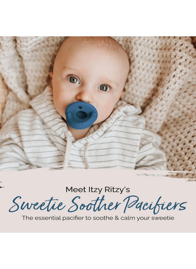 Itzy Ritzy Itzy Ritzy Silicone Pacifiers for Newborn - Sweetie Soother Pacifiers Feature Collapsible Handle & Two Air Holes for Added Safety; For Ages Newborn and Up, Set of 2 in Nautical Navy  - Image 1