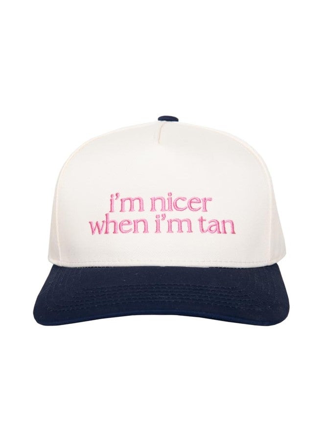 KATYDID I’m Nicer When I’m Tan Vintage Hat - Two-Toned Trucker Hat - Embroidered Vintage Baseball Cap for Women - Snapback, Navy/White, One size - Image 1