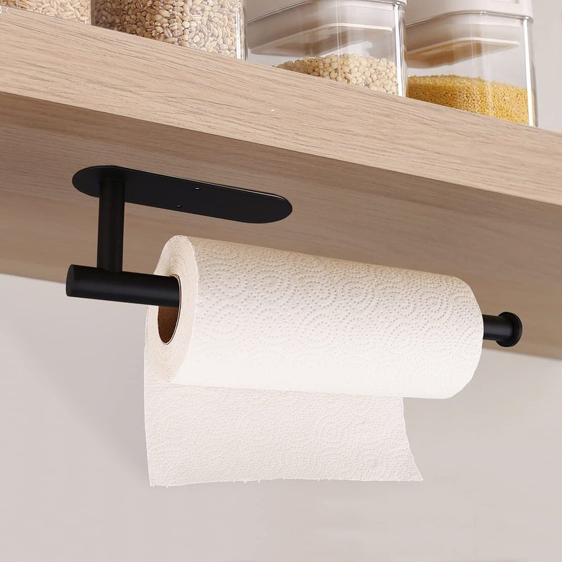 DR CATCH Paper Towel Holders-Blcak,Paper Towels Rolls - for Kitchen,Paper Bulk- Self-Adhesive Under Cabinet,Both Available in Adhesive and Screws,Stainless Steel - Image 2