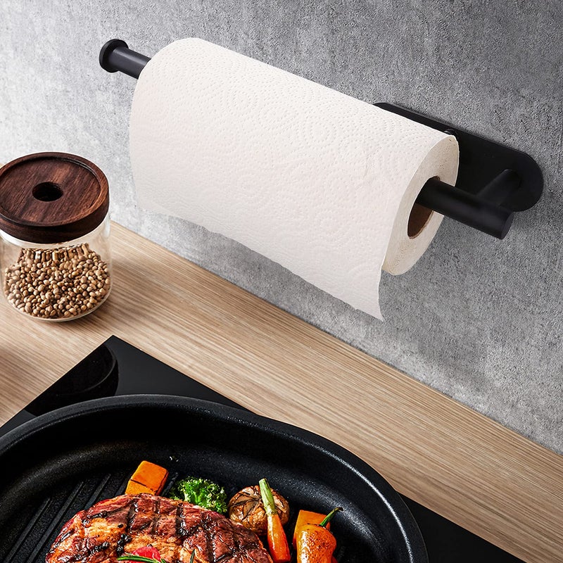 DR CATCH Paper Towel Holders-Blcak,Paper Towels Rolls - for Kitchen,Paper Bulk- Self-Adhesive Under Cabinet,Both Available in Adhesive and Screws,Stainless Steel - Image 5