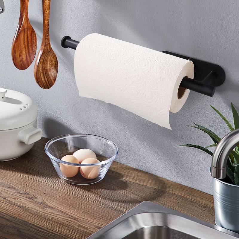 DR CATCH Paper Towel Holders-Blcak,Paper Towels Rolls - for Kitchen,Paper Bulk- Self-Adhesive Under Cabinet,Both Available in Adhesive and Screws,Stainless Steel - Image 3