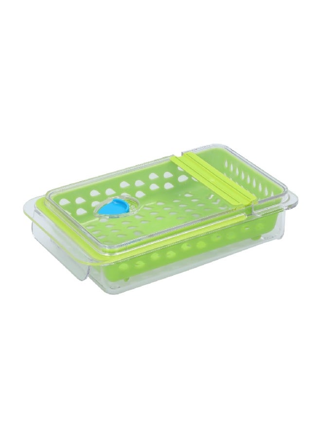 Felli Plastic Rectangular Dew Fresh Herb and Produce Storage Container Green and Clear NVHG08 - Image 2