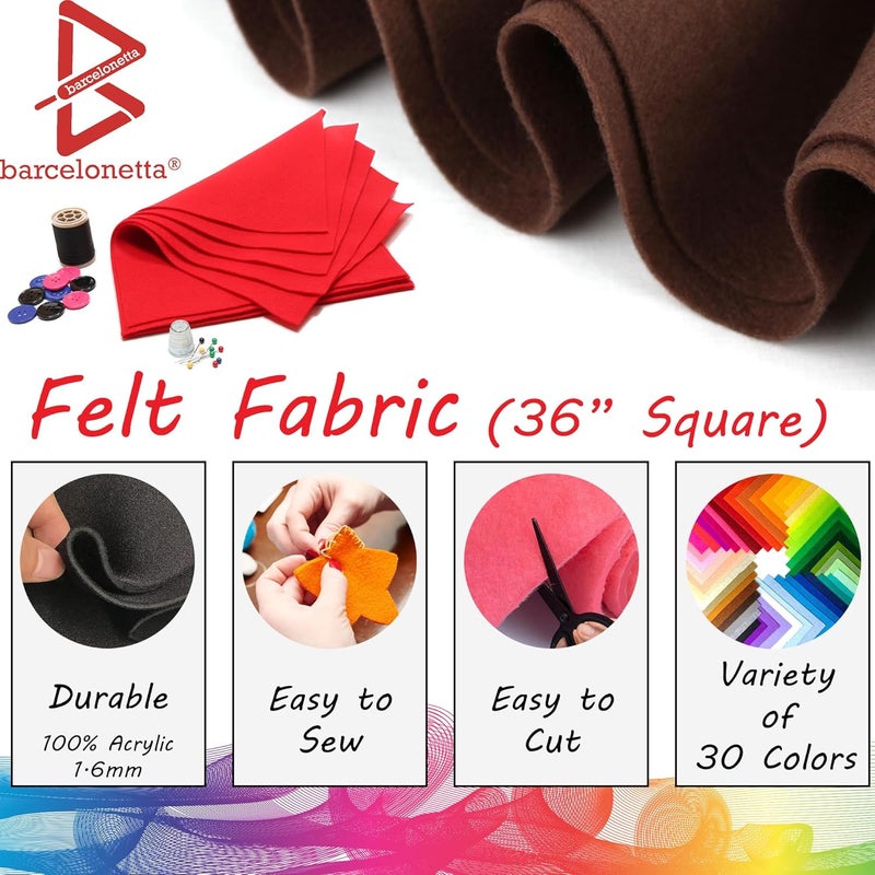 Barcelonetta | Felt Fabric |36" X 36" Square | 1.6mm Thick | Acrylic & Soft Felt | Felt for DIY Crafts, Projects, Sewing (White, 36" X 36") - Image 2