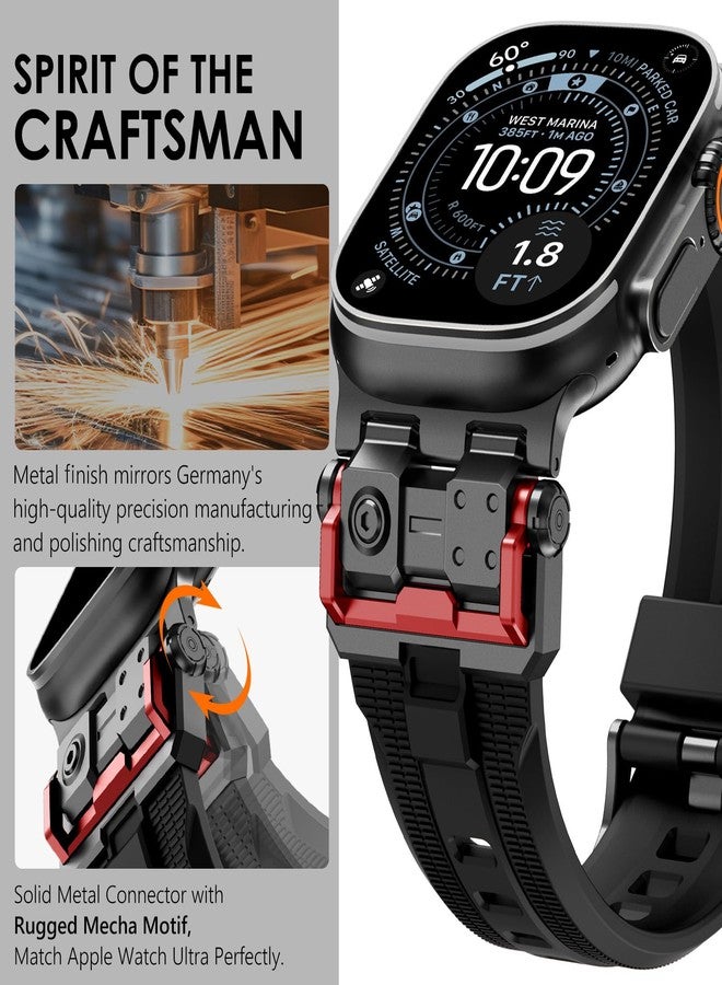 WINGLE Compatible for Apple Watch Bands Ultra 3/2/1 Band 49mm Series 11 10 46mm 45mm 44mm 42mm Men, FKM Rubber Rugged Military Mecha Silicone Sport Band for iWatch SE 3/2/1 Series 9/8/7/6/5/4/3/2/1 - Image 3