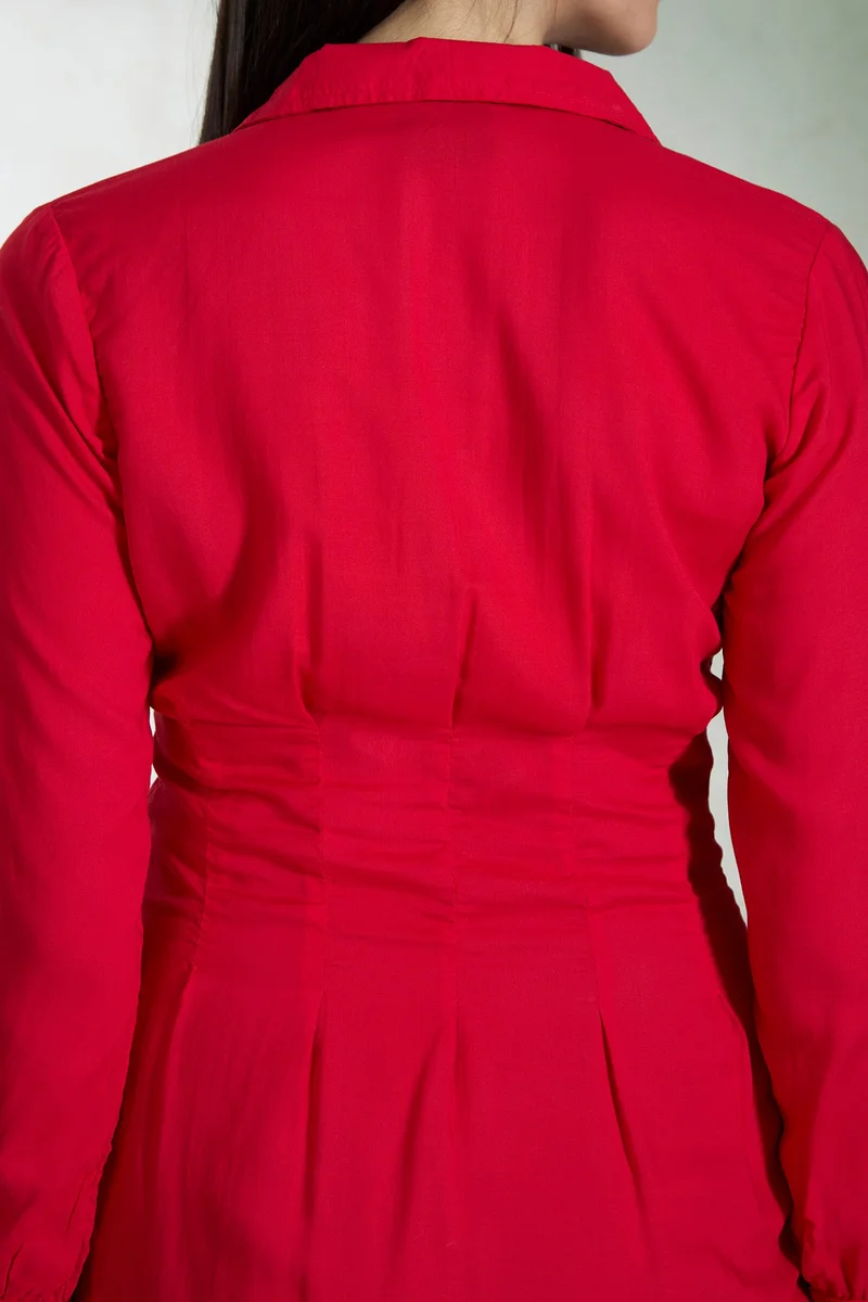 Virgio Red Button-Down Dress
