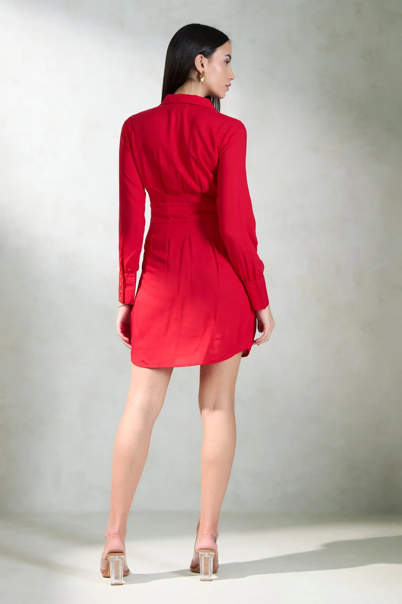 Virgio Red Button-Down Dress