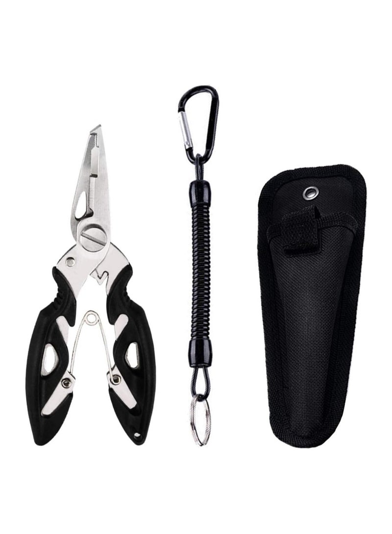 general Fishing Pliers, Multi-Function Hook Remover Ring Fishing Gear Accessories, Sheath-Equipped Stainless Steel Wire Cutters and Lanyard Fly Fishing Tool Set - Image 1