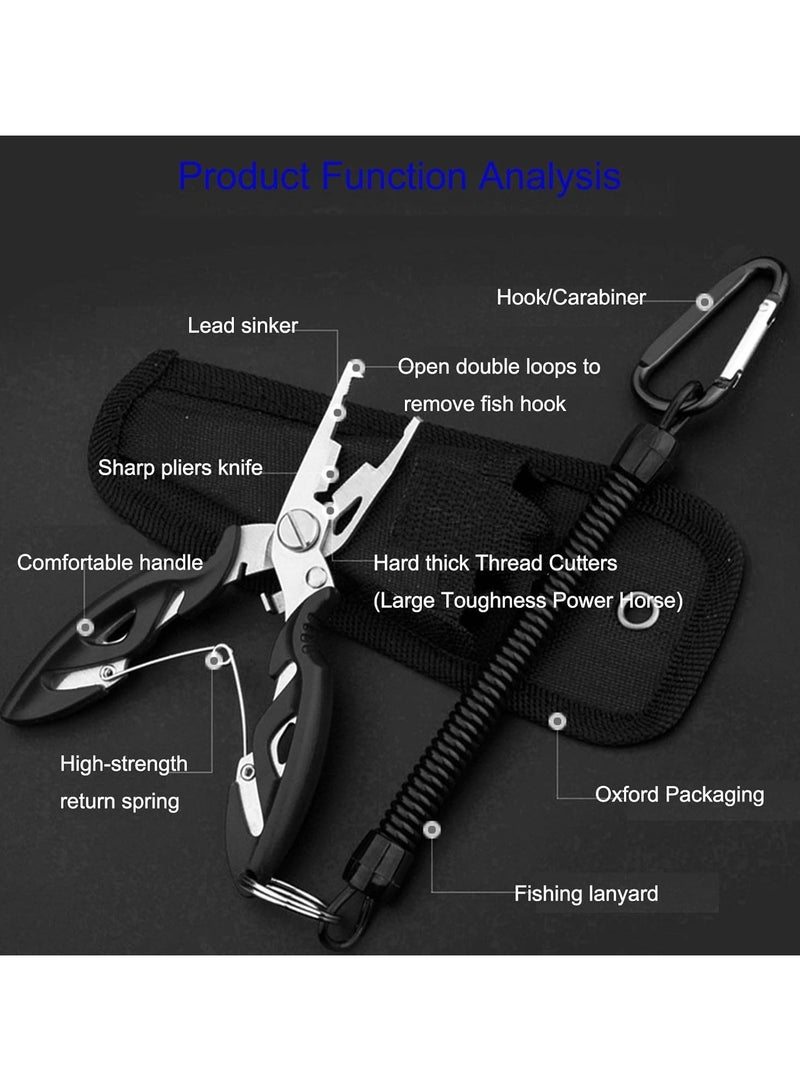 general Fishing Pliers, Multi-Function Hook Remover Ring Fishing Gear Accessories, Sheath-Equipped Stainless Steel Wire Cutters and Lanyard Fly Fishing Tool Set - Image 2