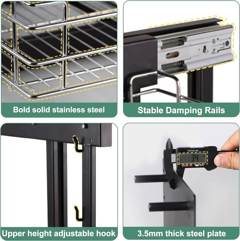 Relyon Relyon Blind Corner Cabinet Pull Out Organizer with 4 Chrome Stainless Steel Storage Baskets Shelf Kitchen Blind Corner Pull Out Shelf for Organizing Cans Pots Pans Left Or Right Handed Open  - Image 4