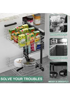 Relyon Relyon Blind Corner Cabinet Pull Out Organizer with 4 Chrome Stainless Steel Storage Baskets Shelf Kitchen Blind Corner Pull Out Shelf for Organizing Cans Pots Pans Left Or Right Handed Open  - Image 3