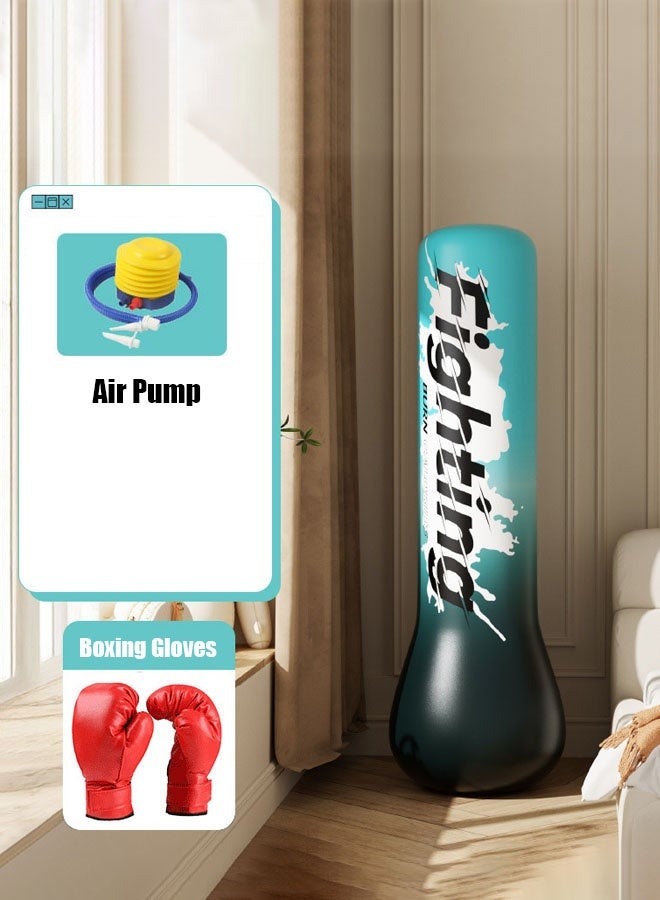 Hanayo Punching Bag Inflatable Boxing Punch Bag for Adult Inflatable Punching Bag with Boxing Gloves Air Pump Bounce Back for Practicing Karate Taekwondo MMA Fitness Freestanding Boxing Bag (Blue) - Image 3