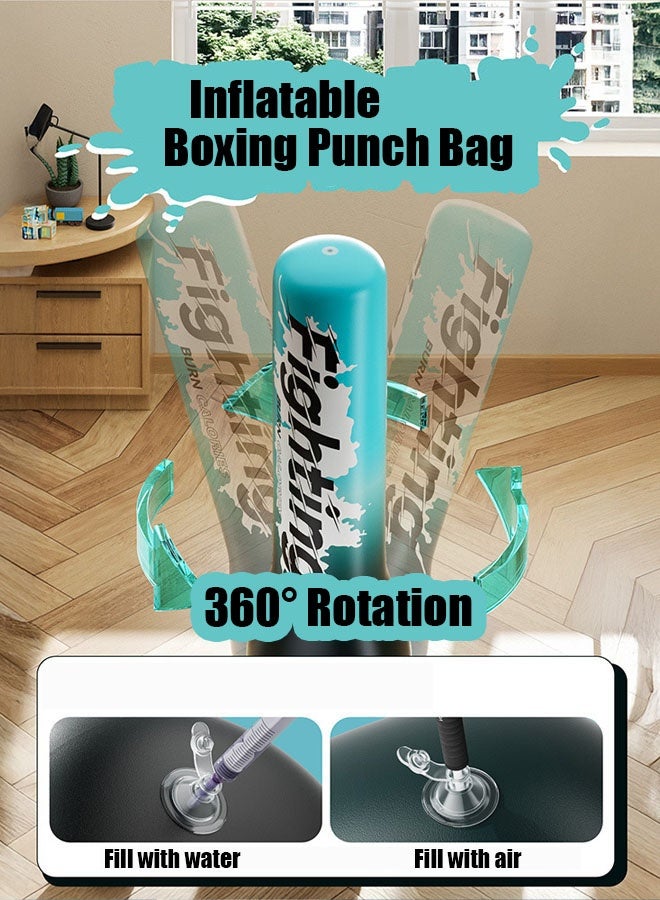 Hanayo Punching Bag Inflatable Boxing Punch Bag for Adult Inflatable Punching Bag with Boxing Gloves Air Pump Bounce Back for Practicing Karate Taekwondo MMA Fitness Freestanding Boxing Bag (Blue) - Image 4