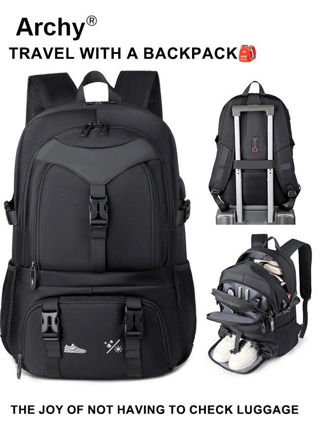 Archy - Expandable Capacity Travel Backpack for Men and Women Laptop Interlayer Backpack Schoolbag with USB Port Large Capacity Men's Daypack Outdoor Climbing Rucksack Sports Camping Hiking Backpack - Image 1