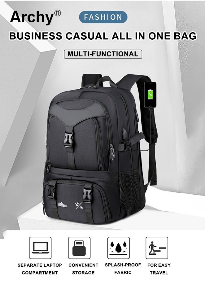 Archy - Expandable Capacity Travel Backpack for Men and Women Laptop Interlayer Backpack Schoolbag with USB Port Large Capacity Men's Daypack Outdoor Climbing Rucksack Sports Camping Hiking Backpack - Image 1