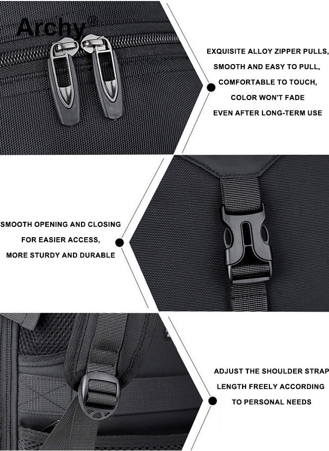 Archy - Expandable Capacity Travel Backpack for Men and Women Laptop Interlayer Backpack Schoolbag with USB Port Large Capacity Men's Daypack Outdoor Climbing Rucksack Sports Camping Hiking Backpack - Image 1
