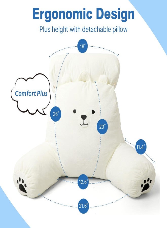 PZT Reading Pillow Plus, Crystal Velvet Back Pillow Bed Sitting Up for Adult & Children, Back Rest Pillow Support for Reading & Rest Bed, Add Height and Removable Pillows Design, Lvory - Image 2