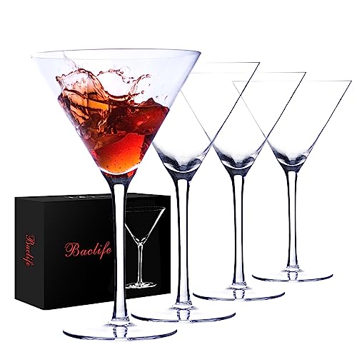 BACLIFE Handblown Crystal Martini Glasses Set of 4-9.5 oz Coupe Glass Set with Stem - Elegant Cocktail Glasses for Bar, Margarita, Cosmopolitan, Manhattan, Gimlet - Unique Gift for Mother’s Day - Image 1