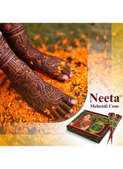 Neeta Mehendi Cones For Hand 12 Pcs In 1 Box (Pack Of 4) Bridal Mehndi Cones Natural Mehendi Cone For Wedding, Hand Designing, Reddish Brown Color Long Lasting Niddle Cones For Women  - Image 4