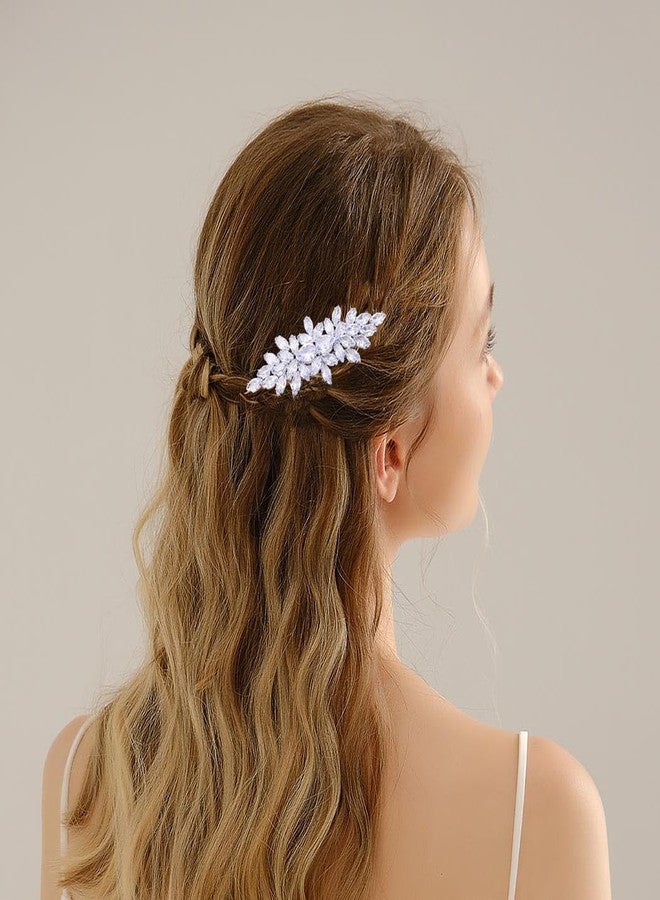 فويت مشط شعر فويت للعرائس، مشط شعر مرصع بالكريستال، إكسسوارات شعر فضية مرصعة بأحجار الراين، غطاء رأس لوصيفات العروس والعرائس (زهور كريستالية) - Image 4