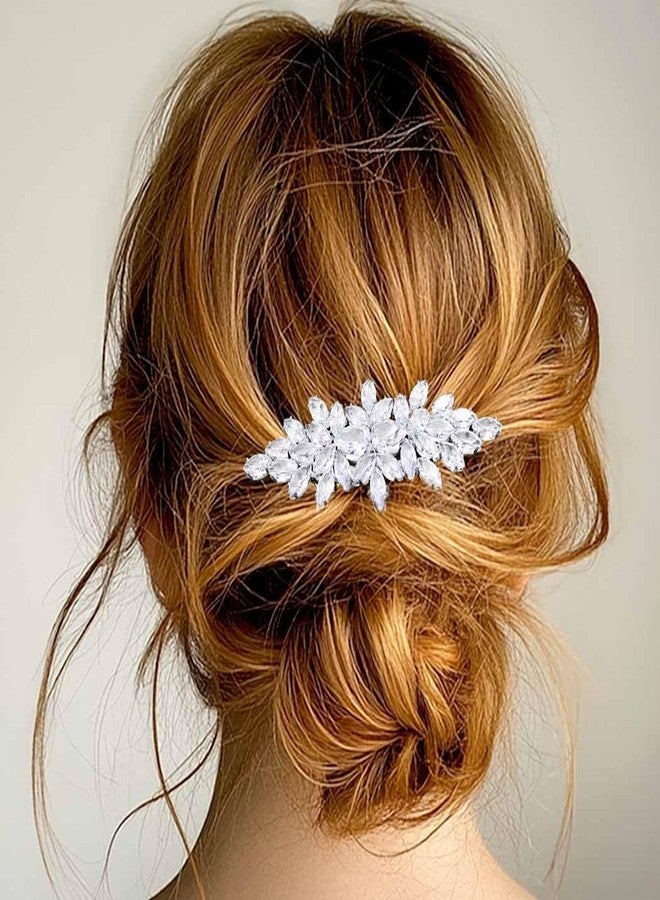 فويت مشط شعر فويت للعرائس، مشط شعر مرصع بالكريستال، إكسسوارات شعر فضية مرصعة بأحجار الراين، غطاء رأس لوصيفات العروس والعرائس (زهور كريستالية) - Image 1