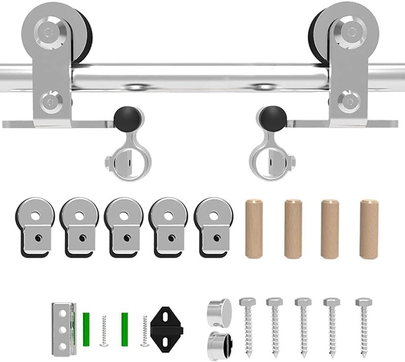 CCJH 1.5M (5FT) Stainless Steel Sliding Door Rail, Hardware Rail Kit For Single Wooden Door - Image 1