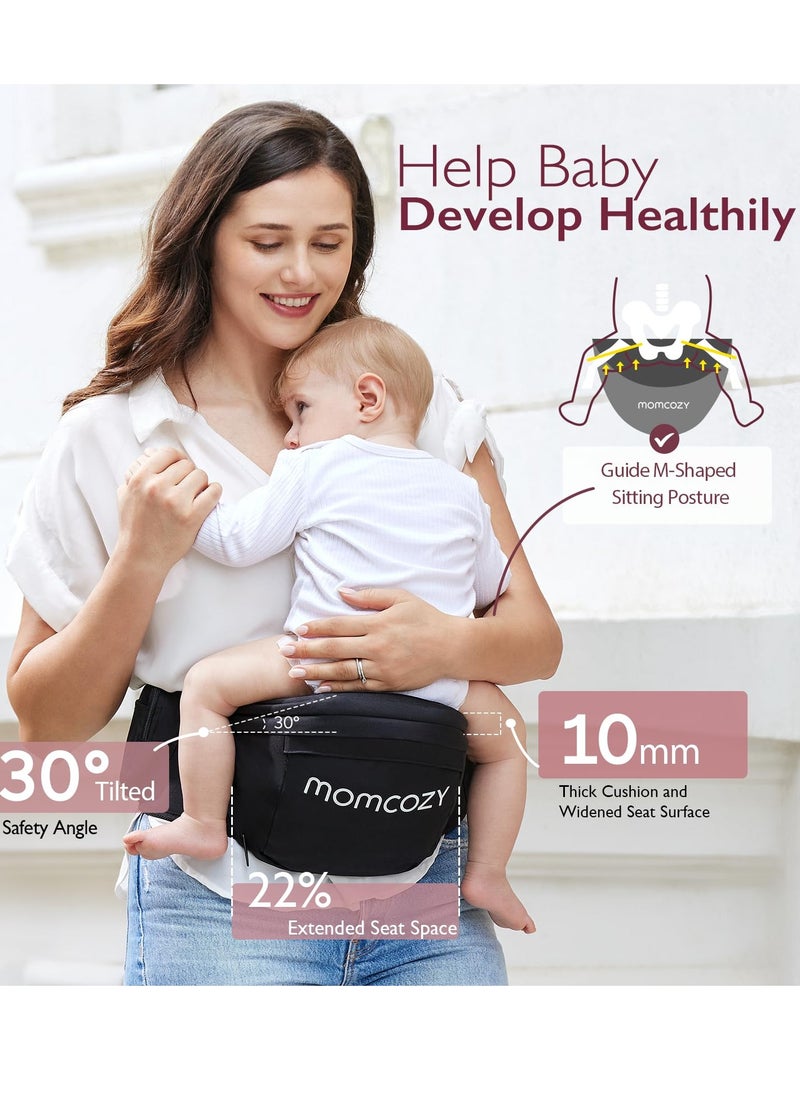 Momcozy - Hip Seat Baby Carrier - Adjustable Waistband with Original 3D Belly Protector, Ergonomic Carrier with Various Pockets for Newborns & Toddlers up to 45lbs - Image 1