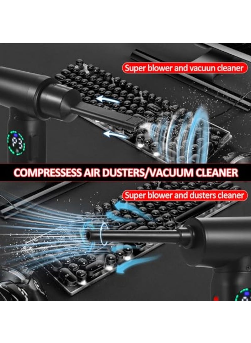 SOLARAE Compressed Air Duster, Electric Air Duster, Portable Cordless Air Blower, 3-Gear 80000RPM, Rechargeable Cordless Air Blower for Keyboard Electric Devices Cleaning, No Canned Air Dusters - Image 2