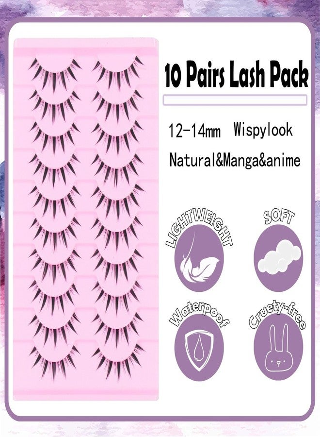 AUGENLI 10 Pairs Manga lashes Cosplay Eyelashes Japanese Style Makeup Thick Eyelash Extension Masquerade Party Eyelashes, Create Gorgeous Makeup (LK02) - Image 4