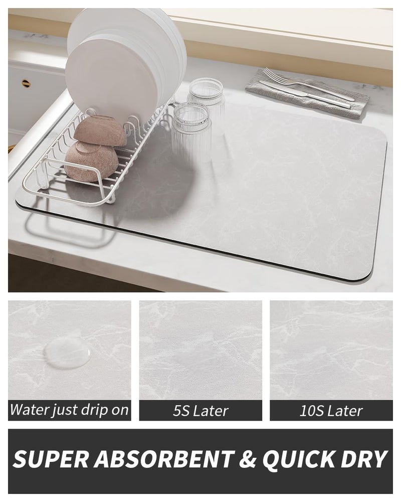 AMOAMI Coffee Mat - Hide Stain, Rubber Backed, Absorbent Dish Drying Mat for Kitchen Counter - Fits Under Coffee Maker & Machine, Dish Rack - Image 3