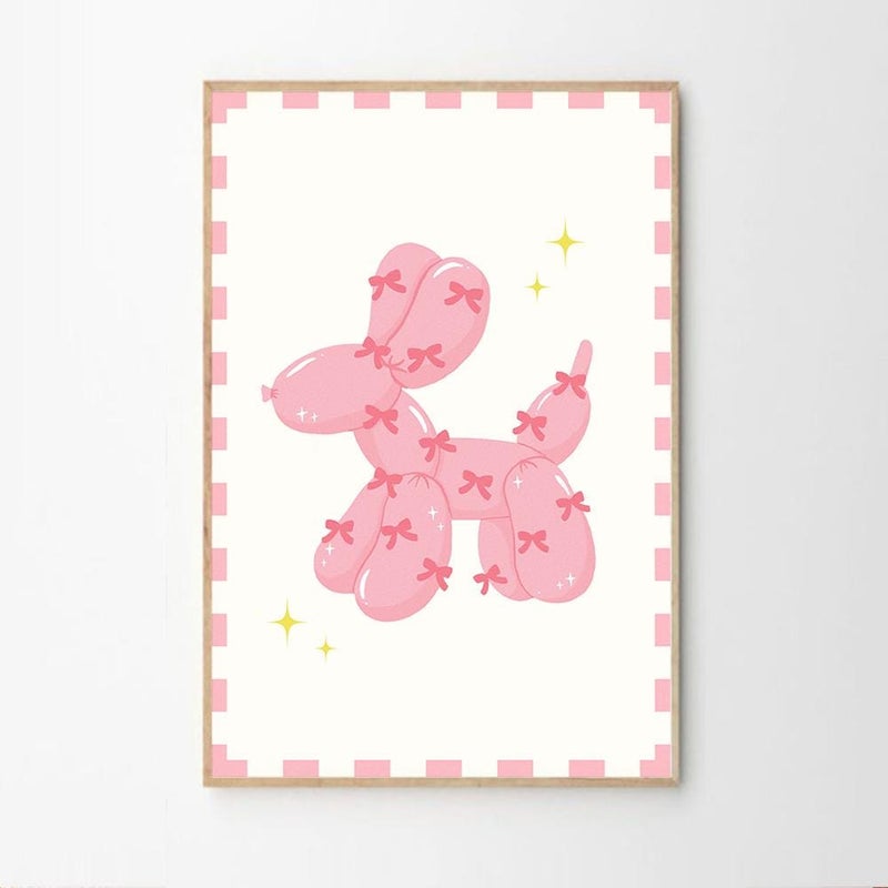 TNESSENTIAL Pink Bow Balloon Dog Art Canvas Poster, Trendy Wall Art, Apartment Aesthetic Decor, Retro Home Decor, Printed Gift - Image 2