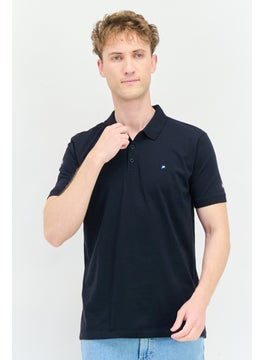 833 POLICE Men Regular Fit Brand Logo Short Sleeve Polo Shirt, Dark Navy  - Image 1