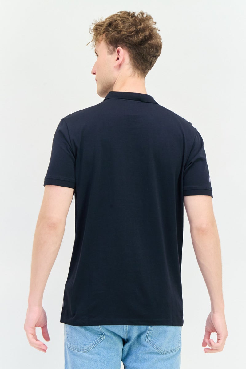 833 POLICE Men Regular Fit Brand Logo Short Sleeve Polo Shirt, Dark Navy - Image 4