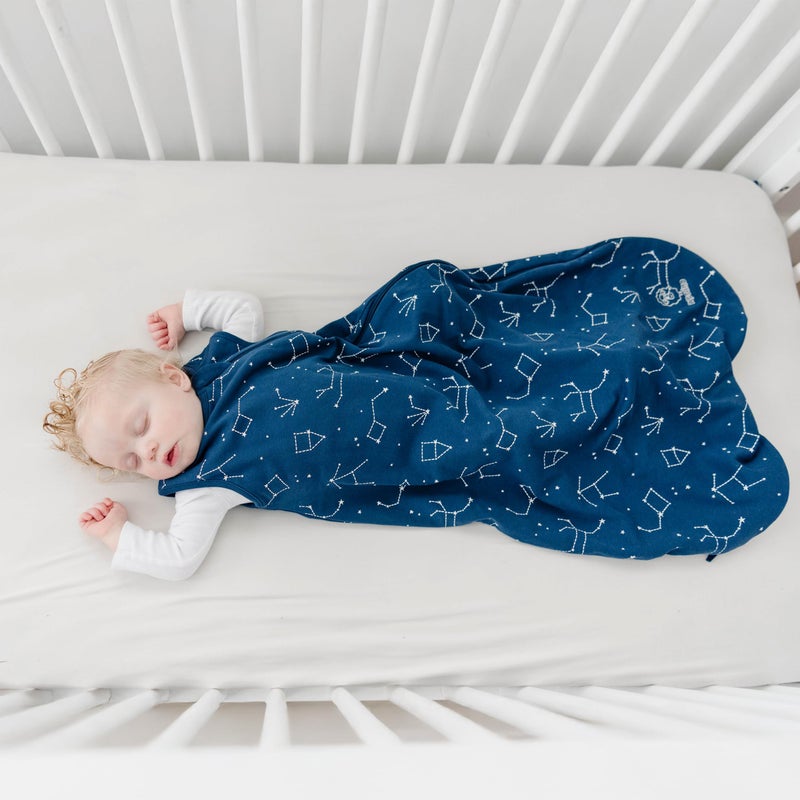 Woolino Merino Wool and Organic Cotton Baby Sleep Bag - 4 Season Classic Sleep Sack - Two-Way Zipper Sleeping Bag for Baby and Toddler - 18-36 Months - Night Sky - Image 3