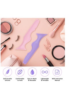 Excefore 5 in 1 Eyeliner Stencils for Eyes, 2 Pcs Multifunctional Winged Eyeliner tool, Reusable Applicator Guide Makeup Tool, for Beginners Winged Eyeliner, Defined Eyebrow, Face Contour and Lip Line  - Image 2