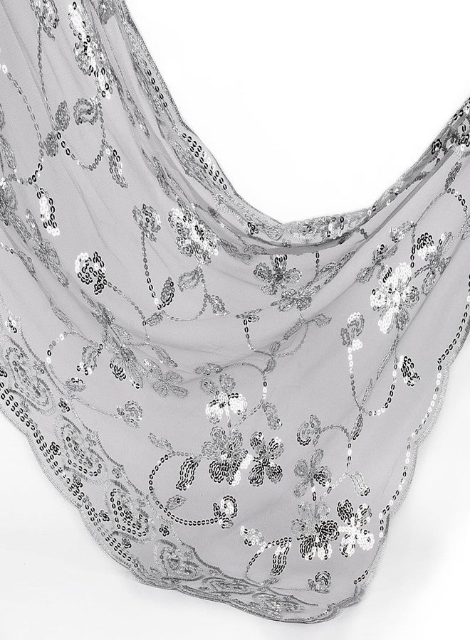 Ladiery Sequin Floral Shawls and Wraps for Evening Dresses,Women sparkly Sheer Mesh Wedding Shawls for Evening Party - Image 5